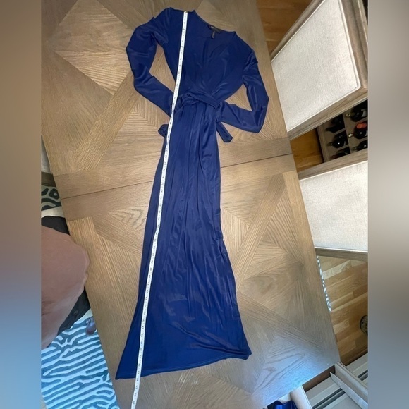 Bcbgmaxazria Pearl Jersey Long Sleeve Wrap Maxi Dress Royal Blue - Picture 7 of 14